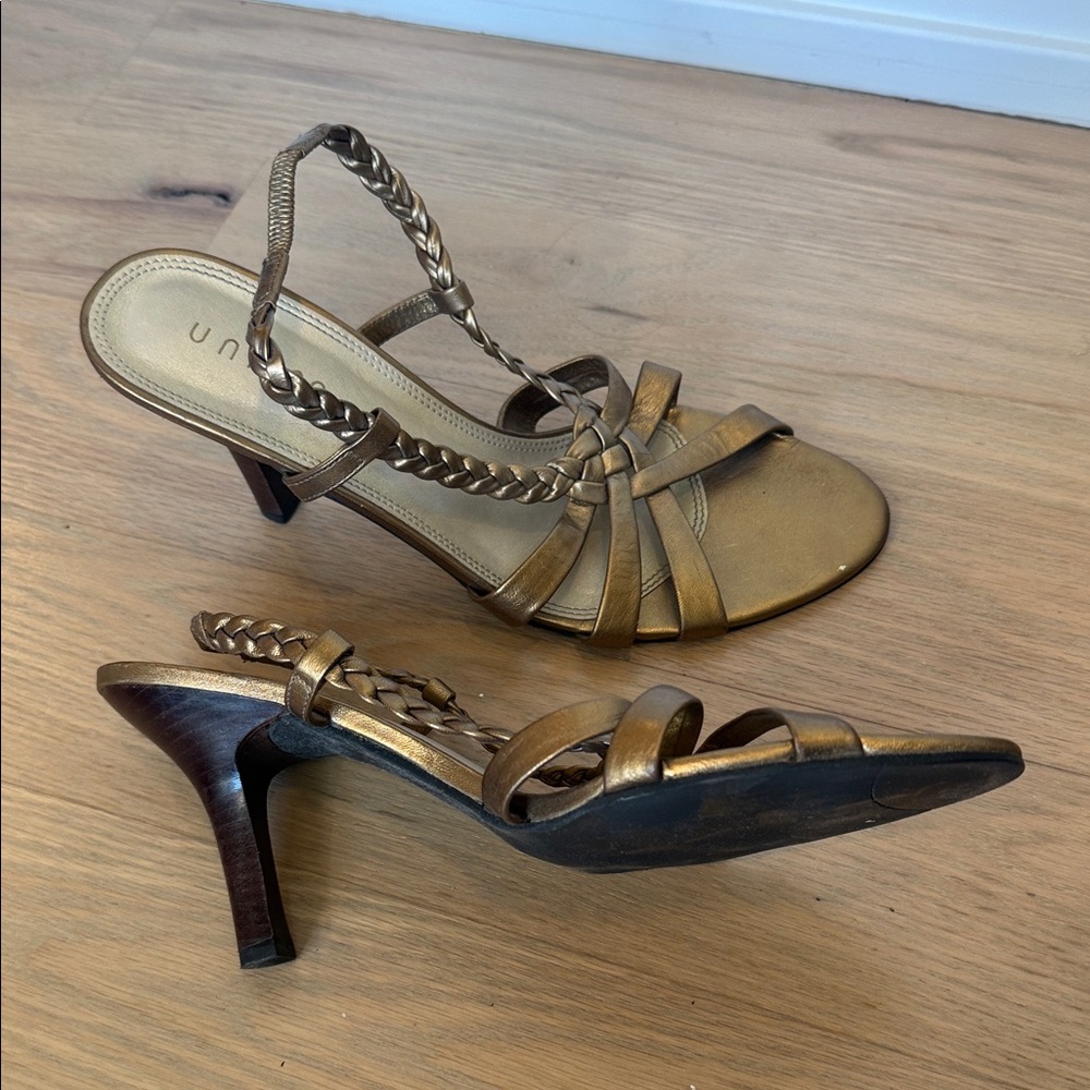 Unisa Bronze Braided Heeled Sandals